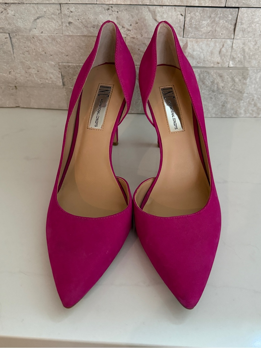 INC International Concepts pink suede stiletto pump | 7.5M